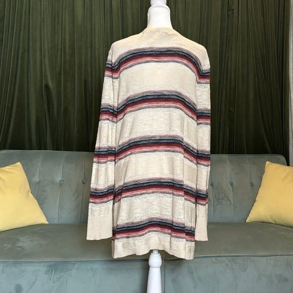 Eddie Bauer Striped Southwestern Pattern Long Cardigan Sweater - Picture 3 of 6